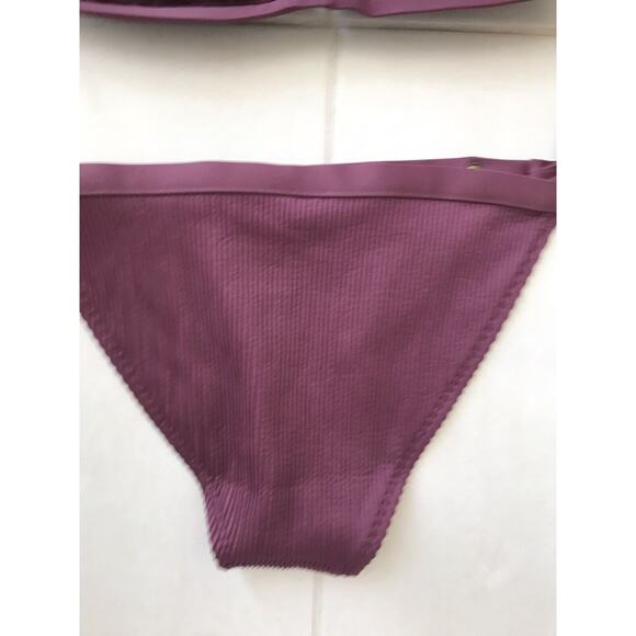 Bar III Bikini Set Ribbed Grommet Halter Padded Swimwear - Picture 8 of 10